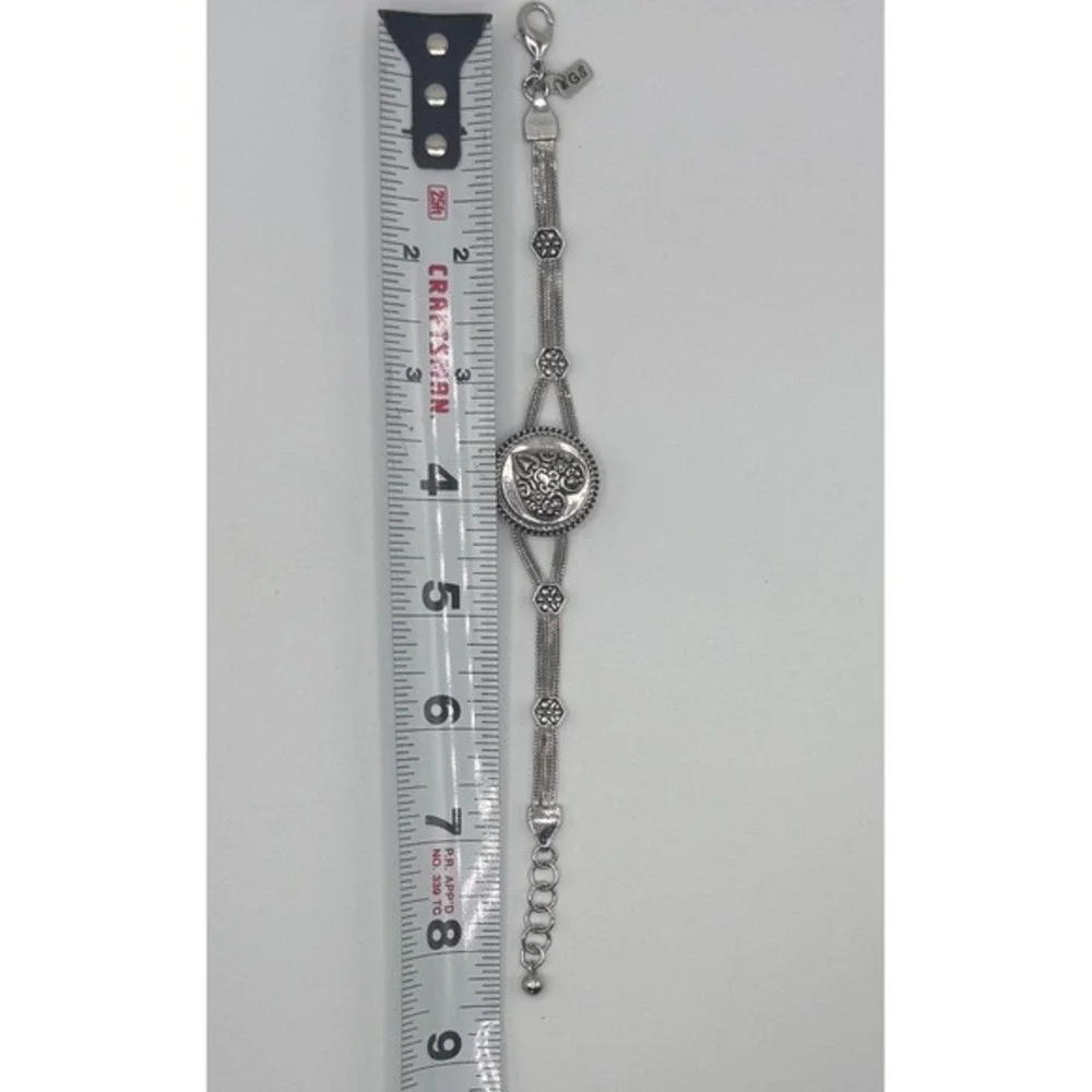 Vintage Silver‎ Tone Decor Charm Bracelet Women Boho Floral Medallion Antique